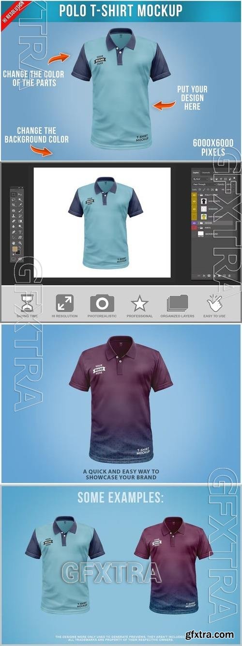 Polo T-Shirt Mockup Front View Template 9US3GJ6