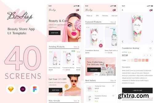 BeShop - Beauty Store App UI Template ZKC49HN