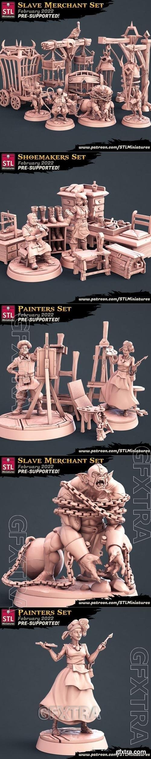 STL Miniatures - Shoemakrs, Painters, Slave Merchant 3D 