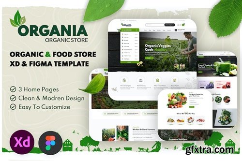 Organia - Organic Foods Store XD & Figma Template XA79CVP