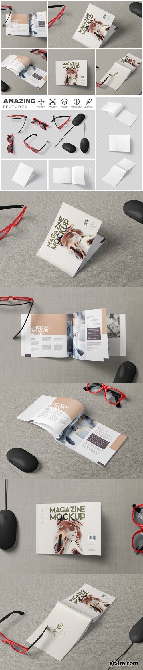 CreativeMarket - A4 Landscape Magazine Mockups 7363365