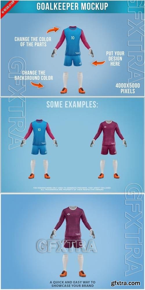 Goalkeeper Mockup Front View Template TXSFK4S