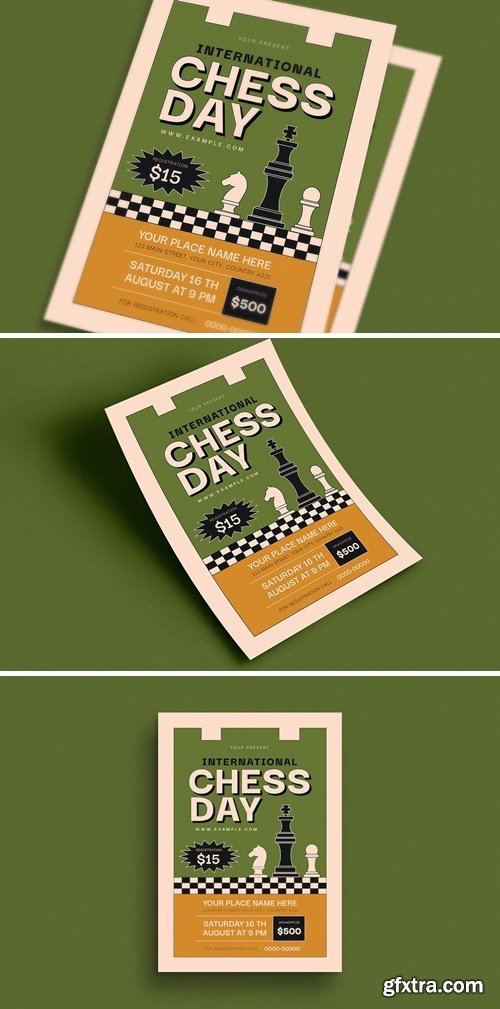 Retro International Chess Day Flyer P7BYJZS