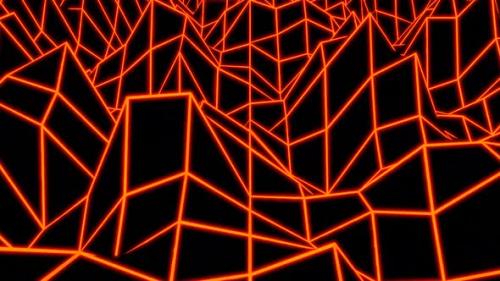 Videohive - Abstract Moving Transformed Neon Grid on a Black Background - 38950912 - 38950912