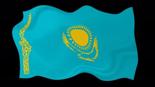 Videohive - Kazakhstan Flag Wave Motion Black Background - 38961672 - 38961672