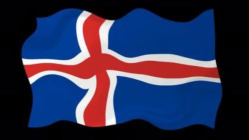 Videohive - Iceland Flag Wave Motion Black Background - 38961772 - 38961772