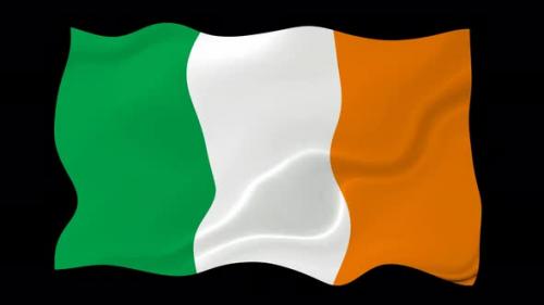 Videohive - Ireland Flag Wave Motion Black Background - 38961775 - 38961775