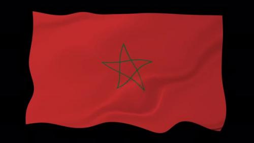 Videohive - Flag Of Morocco Wave Motion Black Background - 38961882 - 38961882