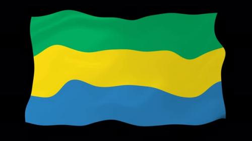 Videohive - Gabon Waving Flag Animated Black Background - 38961892 - 38961892