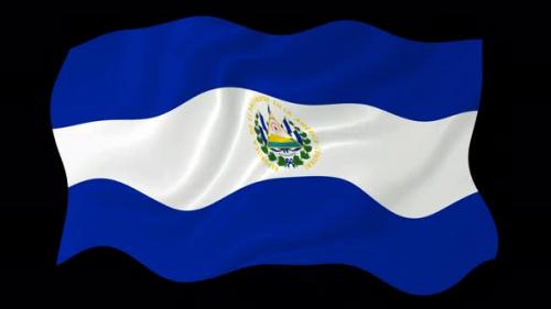 Videohive - El Salvador Waving Flag Animated Black Background - 38961893 - 38961893