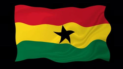 Videohive - Ghana Waving Flag Animated Black Background - 38961894 - 38961894