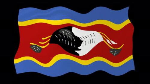 Videohive - Flag Of Eswatini Waving Flag Animated Black Background - 38961896 - 38961896