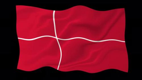 Videohive - Denmark Waving Flag Animated Black Background - 38961934 - 38961934