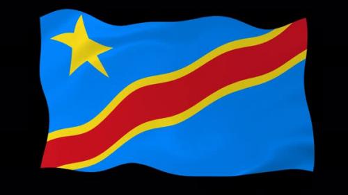 Videohive - Democratic Republic Of The Congo Waving Flag Animated Black Background - 38961938 - 38961938