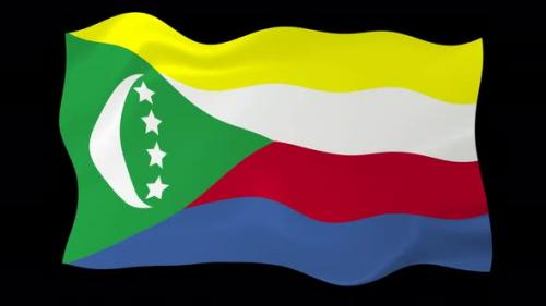 Videohive - Comoros Waving Flag Animated Black Background - 38961941 - 38961941