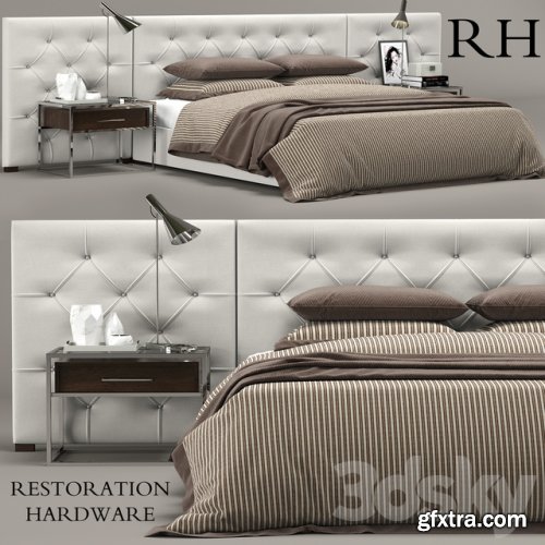 RH Modern custom diamond tufted fabric headbord bed