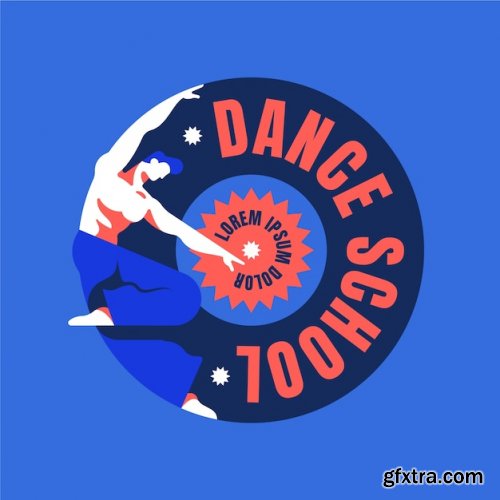 Flat design dance school illustration 