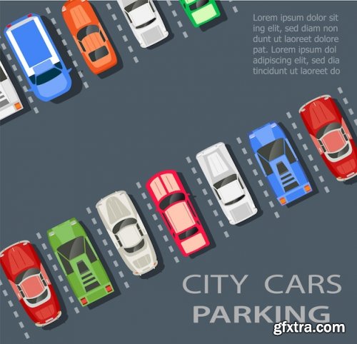 Top view of a city parking 