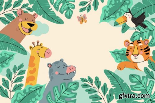 Hand drawn wildlife background 