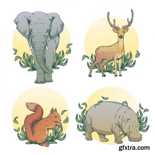 Hand drawn wild animals illustration