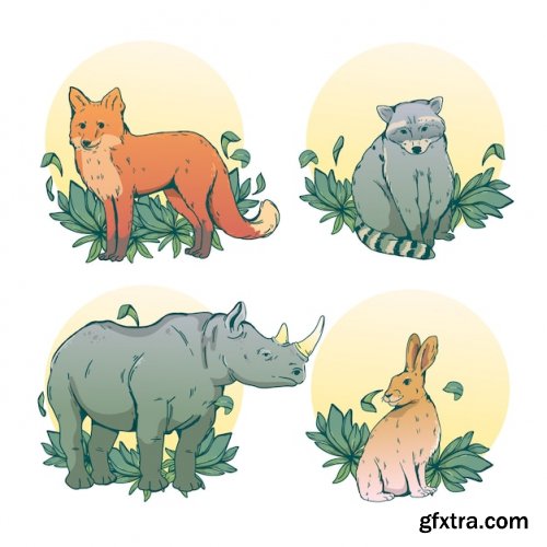 Hand drawn wild animals illustration