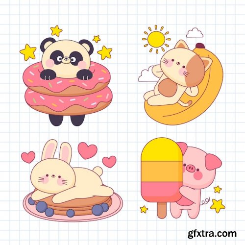 Hand drawn kawaii food illustration