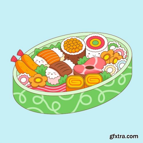 Hand drawn kawaii food illustration 2