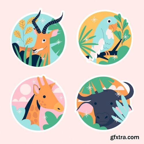 Naive wildlife stickers collection