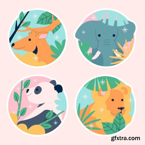 Naive wildlife stickers collection