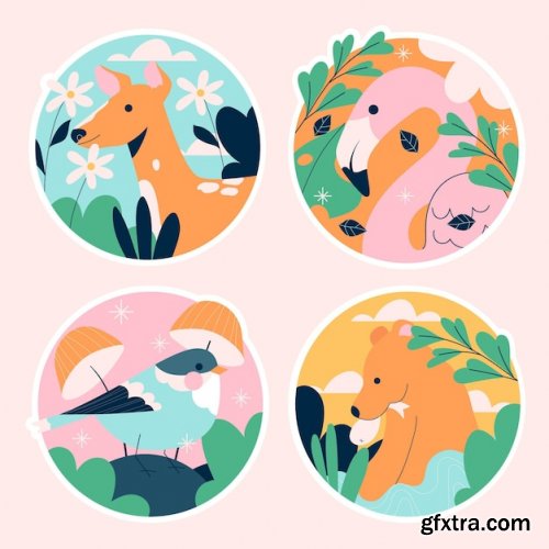 Naive wildlife stickers collection