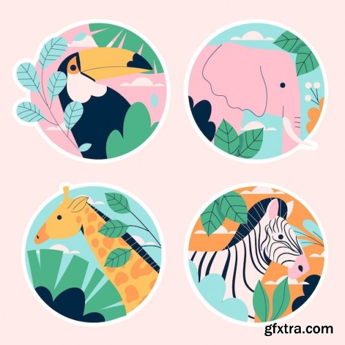 Naive wildlife stickers collection