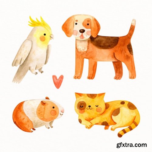 Different pets illustration concept