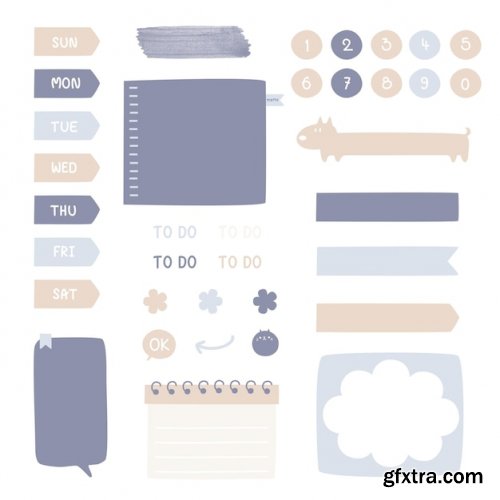 Set of cute hand drawn doodle text box with icon speech bubble 