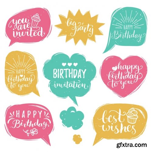 Vector set of lettering in comic speech bubbles 