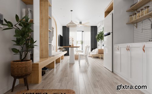 Interior Kitchen – Livingroom Scene By Phan Thanh Duong