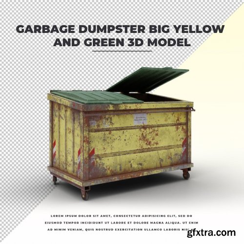 Garbage dumpster big yellow and green