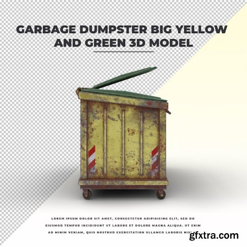 Garbage dumpster big yellow and green