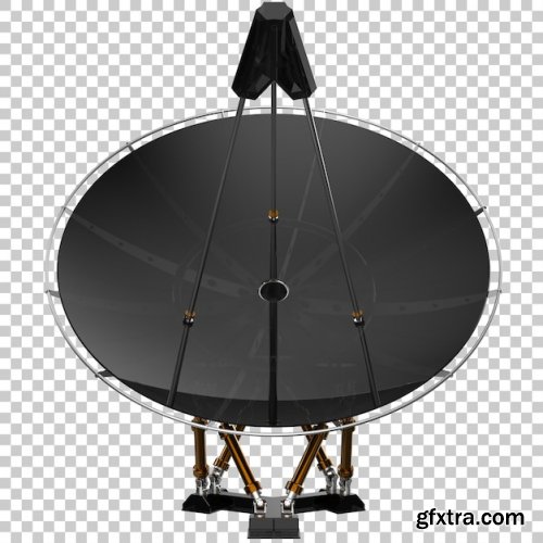 Radio antenna on transparent background 3d rendering