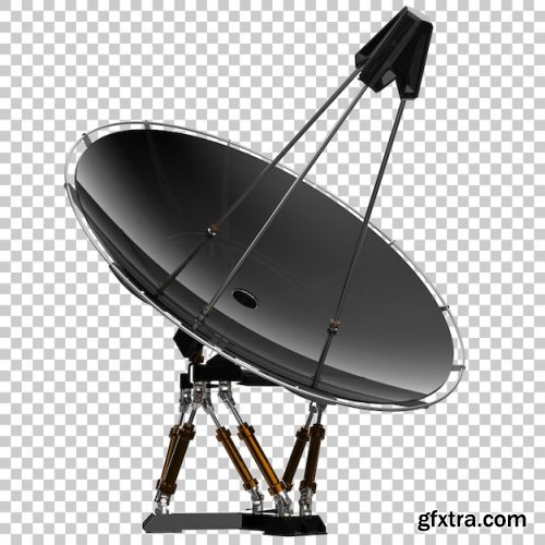 Radio antenna on transparent background 3d rendering