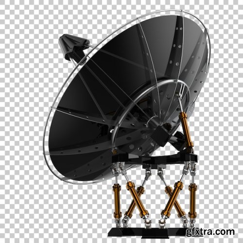 Radio antenna on transparent background 3d rendering