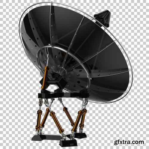 Radio antenna on transparent background 3d rendering