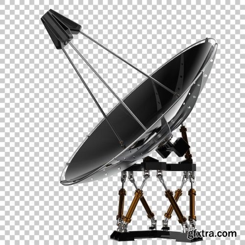 Radio antenna on transparent background 3d rendering