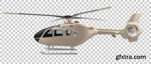 Modern helicopter on transparent background 3d rendering