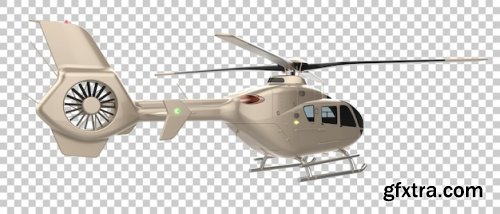 Modern helicopter on transparent background 3d rendering