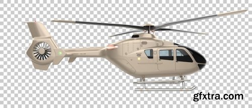 Modern helicopter on transparent background 3d rendering