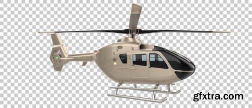 Modern helicopter on transparent background 3d rendering