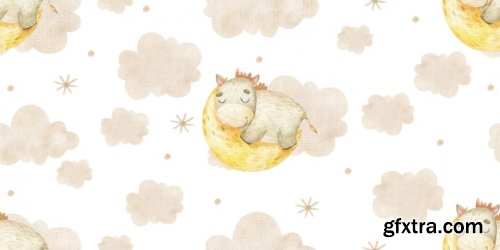 Cute animal watercolor childish illustration 