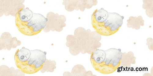 Cute animal watercolor childish illustration 