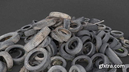 Pile of tyres in mud