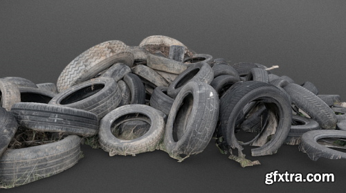 Pile of tyres in mud